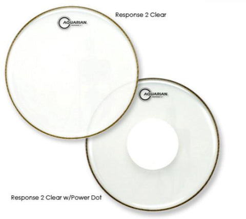 Aquarian RSP2-PD Response 2 Clear with Power Dot 2ply 7+7mil Drum Head