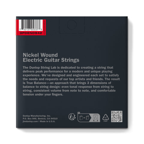 Jim Dunlop 3PDEN0942 Nickel Wound Light Electric Guitar String Set, .009-.042 Gauge, 3 Pack