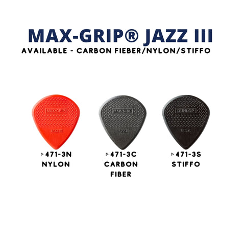 Jim Dunlop 471R Max Grip Nylon Jazz III Guitar Pick, 1pc