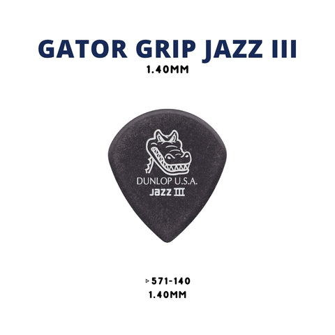 Jim Dunlop 571R140 Gator Grip Jazz III Guitar Pick 1.4mm, 1pc