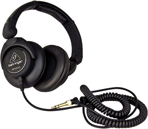 Behringer HPX6000 DJ Headphone Closed Circumaural Headphones with Folding Design and Detachable Cable