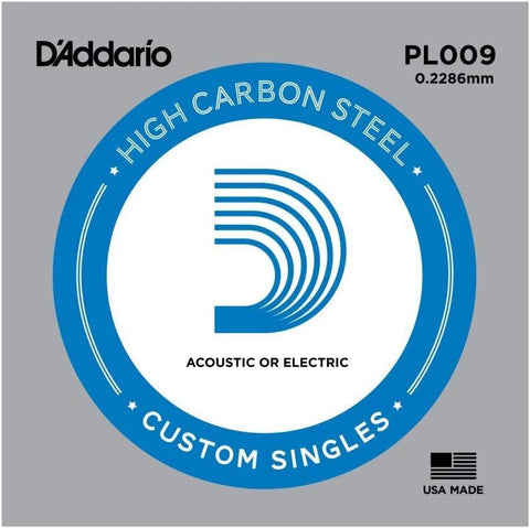 D'Addario PL009-5 Plain Steel Guitar Single String, 5pcs