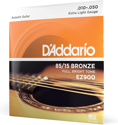 D'Addario EZ900 85/15 Bronze Acoustic Strings, Extra Light, 10-50