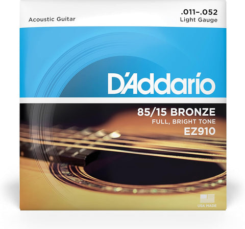 D'Addario EZ910 85/15 Bronze Acoustic Strings, Light, 11-52