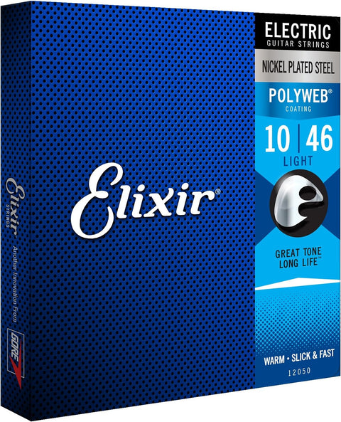 Elixir Strings 12050 Polyweb Nickel Plated Steel Electric Guitar Strings, Light, 10-46 Gauge