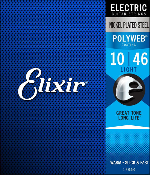 Elixir Strings 12050 Polyweb Nickel Plated Steel Electric Guitar Strings, Light, 10-46 Gauge