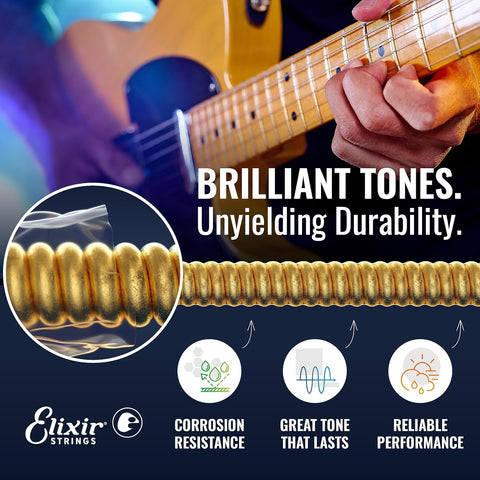 Elixir Strings 12027 Nanoweb Nickel Plated Steel Electric Guitar Strings, Custom Light, 9-46 Gauge