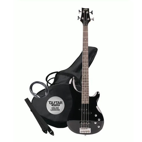 Ashton AB4 BK 4 String Electric Guitar Bass with Gig Bag - Black (AB4BK)