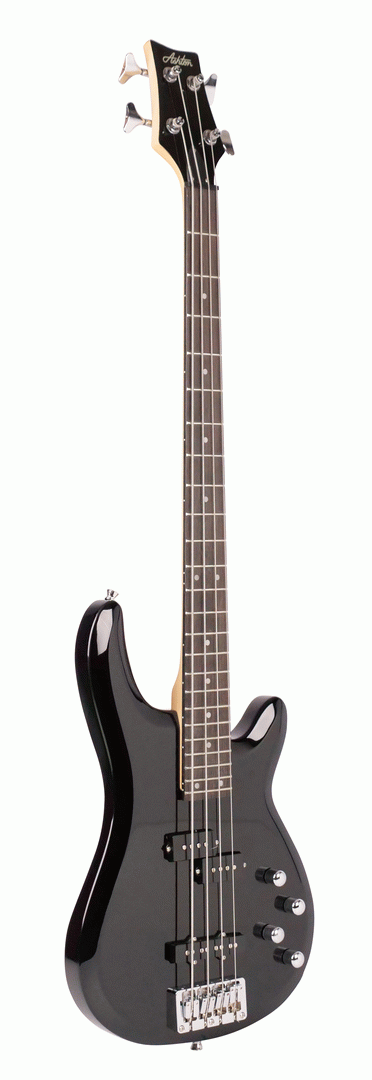 Ashton AB4 BK 4 String Electric Guitar Bass with Gig Bag - Black (AB4BK)