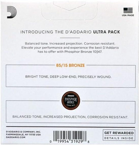 D'Addario EZ900+EJ15 Ultra Pack EZ and EJ Bundle, Acoustic Guitar Strings Extra Light