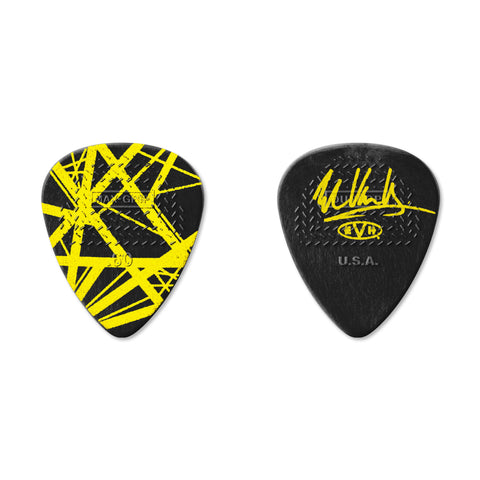 Jim Dunlop EVHPT04 Evh Graphic Series Black Yellow Stripes Frankenstein Max Grip Pick Tin .60mm, set of 6