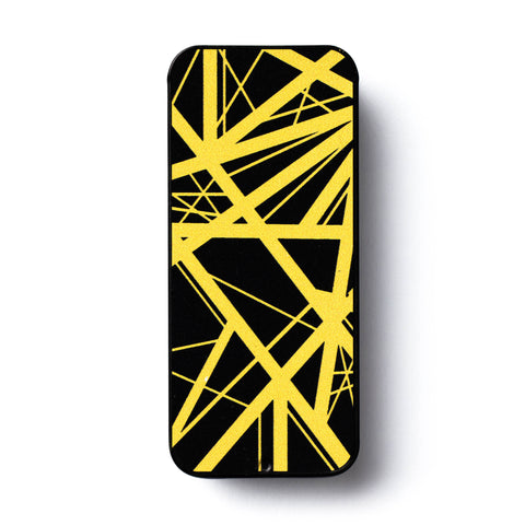 Jim Dunlop EVHPT04 Evh Graphic Series Black Yellow Stripes Frankenstein Max Grip Pick Tin .60mm, set of 6