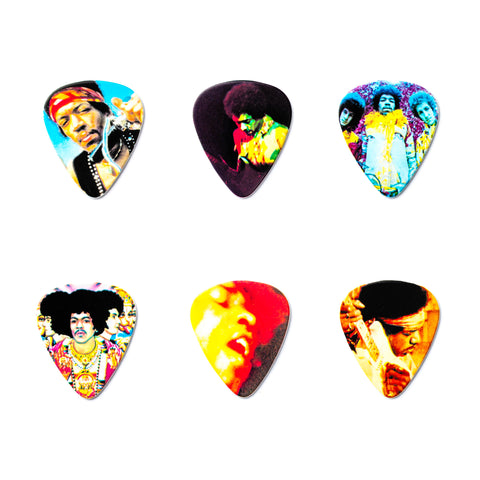 Jim Dunlop JHPT08H Jimi Hendrix Montage Pick Tin Heavy Gauge, set of 6