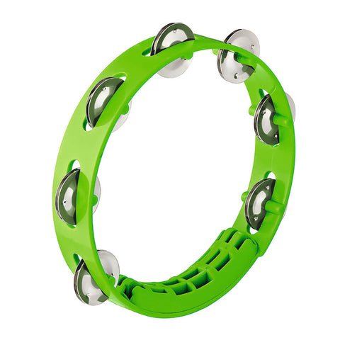 Nino Percussion NINO49GG 8" ABS Tambourine, 1 Row, Grass-Green