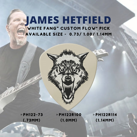 Jim Dunlop PH122R James Hetfield White Fang Custom Flow Guitar Pick, 1pc