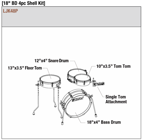 Tama LJK48P-CPM Club-JAM Pancake 4-Piece Drum Set Shell kit- Candy Apple Mist