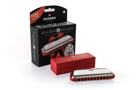 Hohner Progressive Series Golden Melody Harmonica 10-Hole Diatonic Harmonica - Key of C