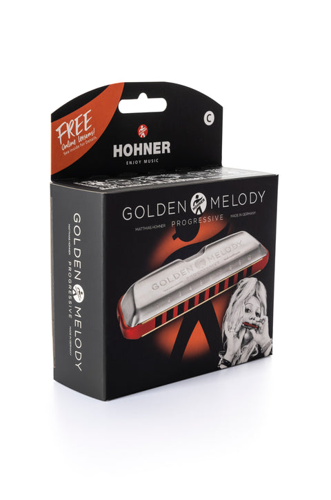 Hohner Progressive Series Golden Melody Harmonica 10-Hole Diatonic Harmonica - Key of C