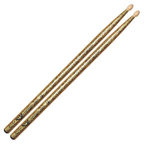 Vater VCG5BW Gold Color Wrap Hickory Drumstick - 5B - Wood Tip