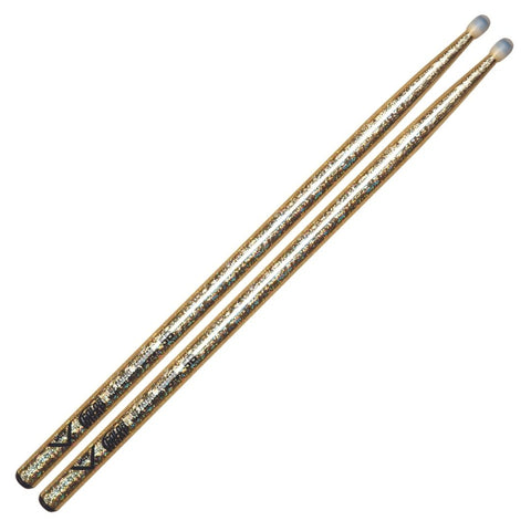 Vater VCG5BN Gold Color Wrap Hickory Drumstick - 5B - Nylon Tip