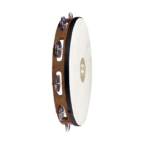 Meinl Percussion TAH1AB 10" Traditional Goatskin Wood Tambourine, Single Row, Nickel Plated Steel Jingles