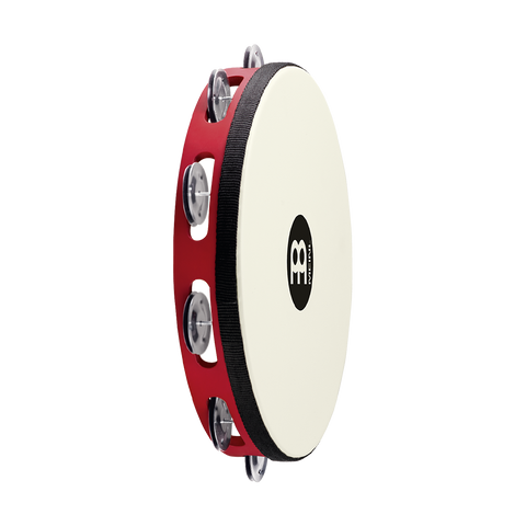 Meinl Percussion TAH1BK-R-TF 10" Vintage Goatskin Wood Tambourine, Single Row, Black Plated Steel Jingles